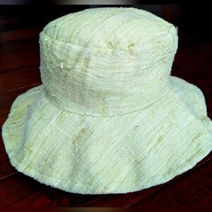 Ganteb's 100% Silk Woven Textured Bucket Sun Hat Light Lemon Lime Women's OSFM